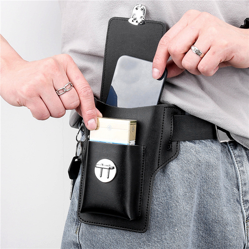 Leather Wallet Men - Étui de ceinture pour téléphone portable