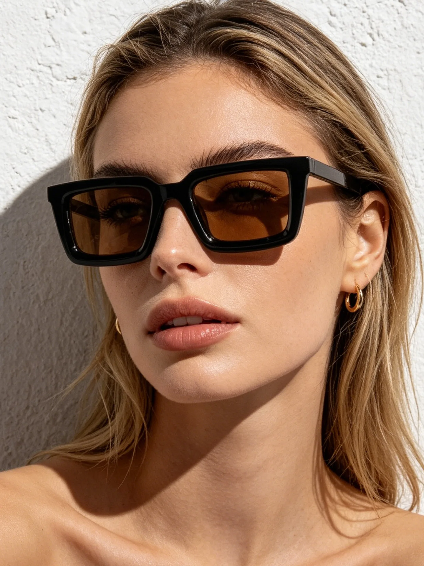Designer Sunglasses - Lunettes de soleil rectangulaires vintage pour