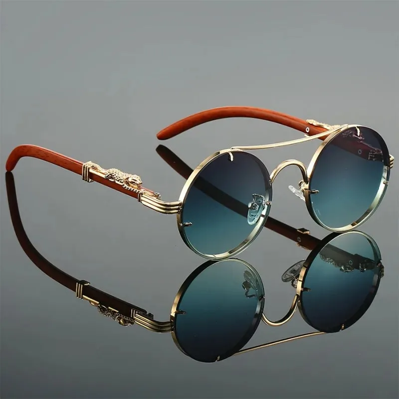 Designer Sunglasses - Lunettes de soleil rondes vintage pour