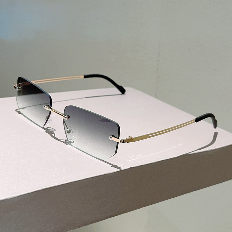 Sunglasses Uv400 - Lunettes de soleil rectangulaires sans monture,