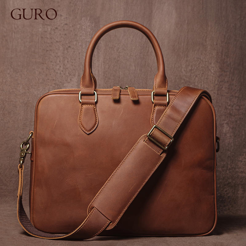 GURO hommes Crazy Horse peau d - Leather Briefcase avis et prix